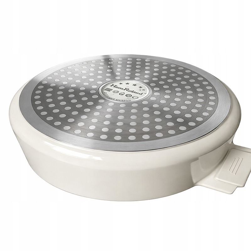 Garnek CERAMICZNY Z pokrywką DUŻY BIAŁY BEŻ 28CM GAZ INDUKCJA GARNKI 4,6L