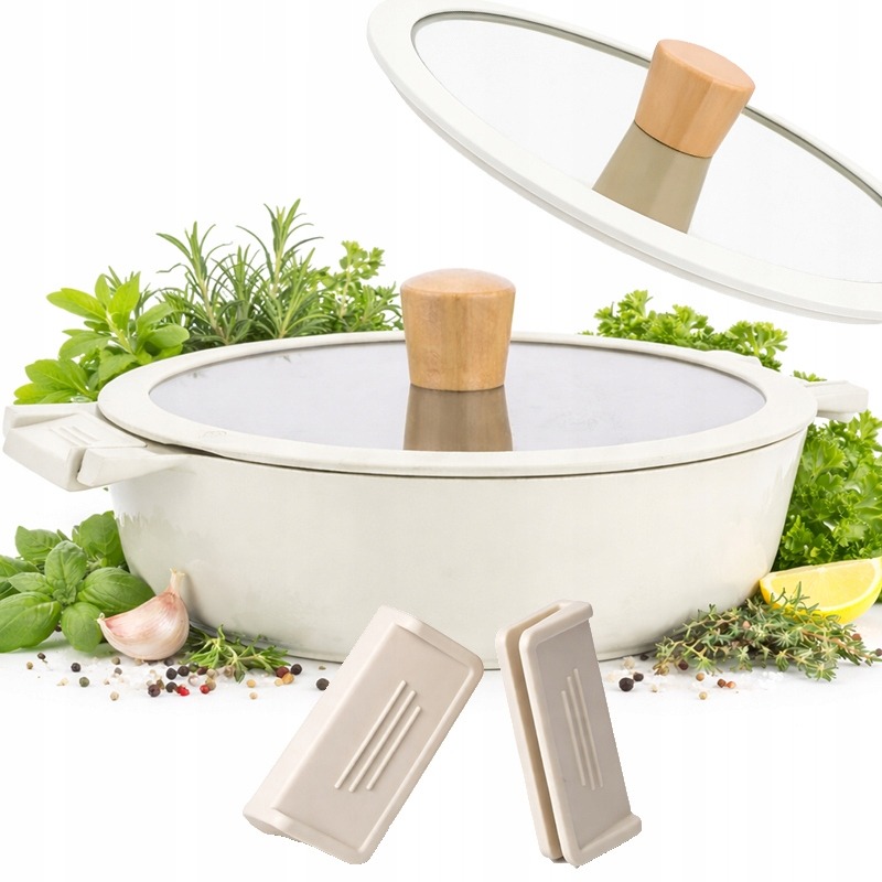 Garnek CERAMICZNY Z pokrywką DUŻY BIAŁY BEŻ 28CM GAZ INDUKCJA GARNKI 4,6L