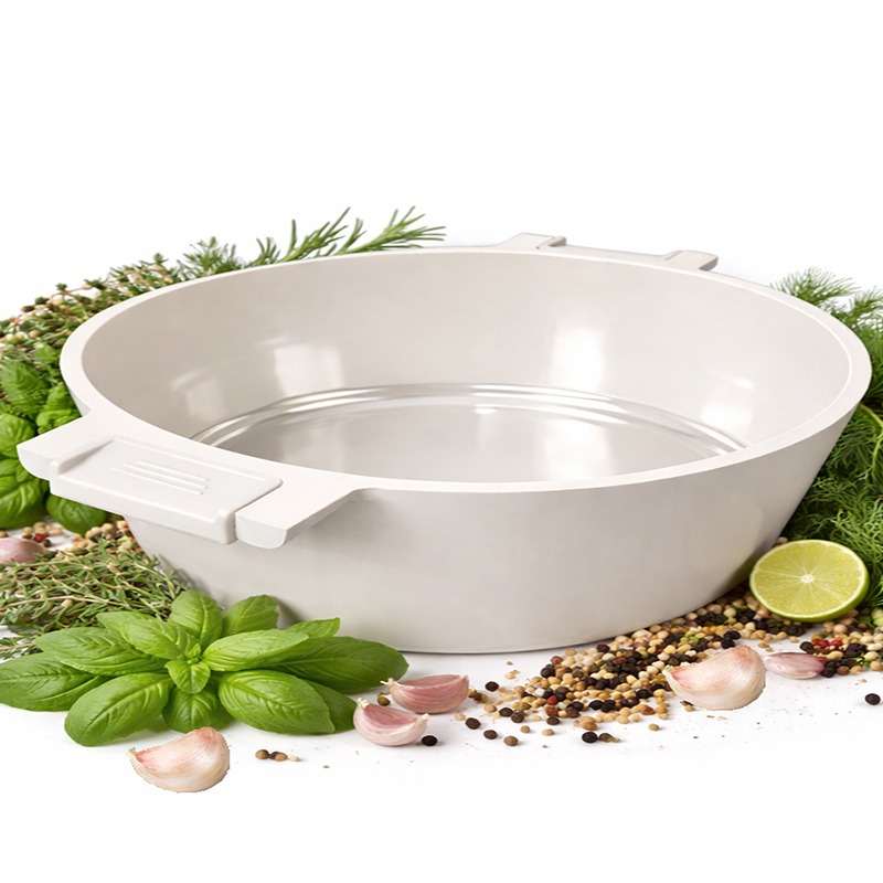 Garnek CERAMICZNY Z pokrywką DUŻY BIAŁY BEŻ 28CM GAZ INDUKCJA GARNKI 4,6L